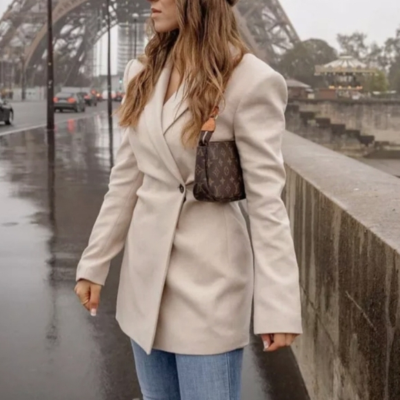 NWT Zara Women's Blazer Gathered Waist Jacket -Size M - Picture 1 of 8